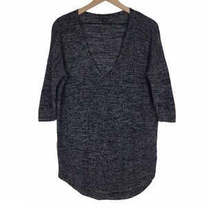 EXPRESS Sweater Tunic Plunge V Neck 3/4 Sleeves Oversized Fit Minimalist Small